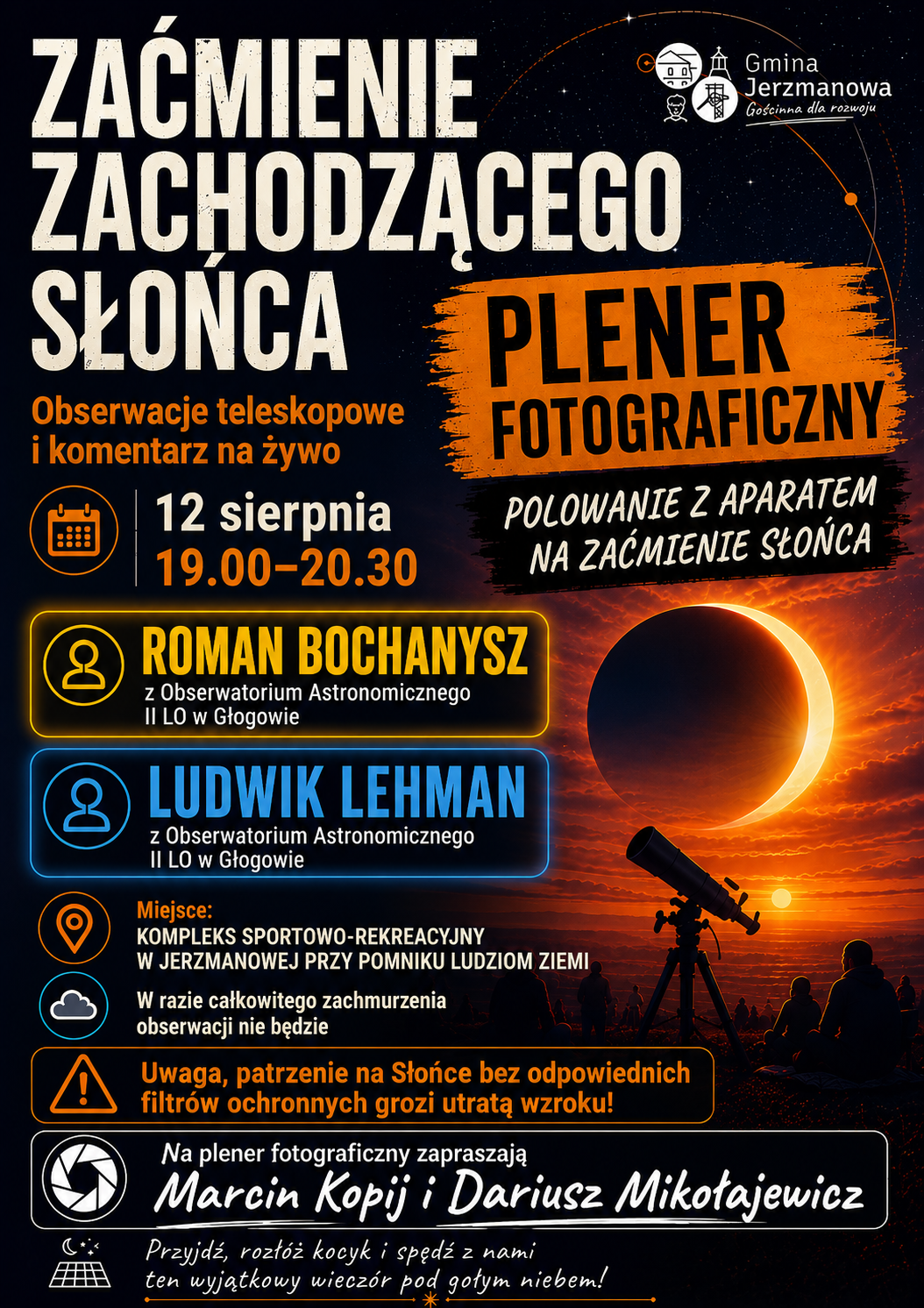 Zaćmienie Słońca 12 sierpnia – plener fotograficzny i wspólna obserwacja w Jerzmanowej